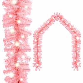 Christmas Garland with LED Lights 66 ft Pink