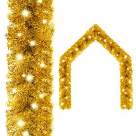 Christmas Garland with LED Lights 33 ft Gold