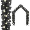 Christmas Garland with LED Lights 33 ft Black