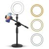 6'' Ring Light Overhead Phone Mount LED Circle Lights 360° Adjustable Shooting Arm Dimmable for Video Recording, Live Streaming, YouTube, Makeup