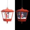 Christmas Hanging Lamp with LED Light and Santa Red 10.6"x10.6"x17.7"