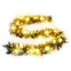 Christmas Garland with LED Lights Green 9 ft PVC