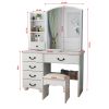 Fashion Vanity Desk with Mirror and Lights for Makeup, Vanity Mirror with Lights and Table Set with 3 Color Lighting Brightness Adjustable, 6 Drawers