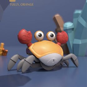 Crawling Crab Baby Toy; Electronic Music Light Toy For Kids With Automatic Obstacle Avoidance; Mobile Toy For Preschool Girls And Boys (Color: Orange)