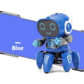 1pc Dancing Electric Six Claw Robot With Light And Music; Children's Toys (Color: Six Claw Robot- Blue)