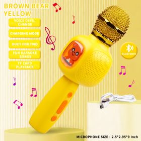 Children's Microphone; Karaoke Singing Speaker ; Integrated Music Toy; Musical Instrument Holiday Gift 3-12 Years Old (Color: Yellow)