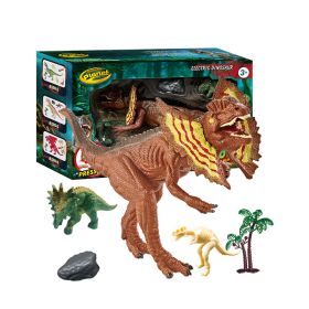 Dinosaurs Island Toys Dinosaur Toy Suit; hand Press Dinosaur Toy To Make Light And Sound; with Little Dinosaur Toys And Trees; above 3 Years Old (Items: Dilophosaurus)