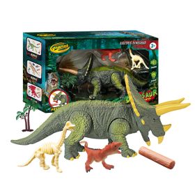 Dinosaurs Island Toys Dinosaur Toy Suit; hand Press Dinosaur Toy To Make Light And Sound; with Little Dinosaur Toys And Trees; above 3 Years Old (Items: Triceratops)