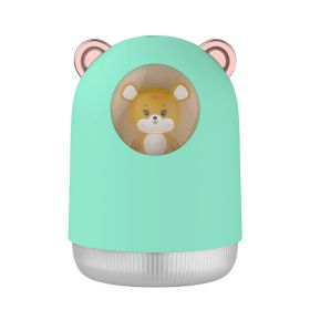 300ML USB Tiger Decoration Mini Air Humidifier With LED Light; Auto Shut-off Aroma Essential Oil Diffuser (Color: Green)