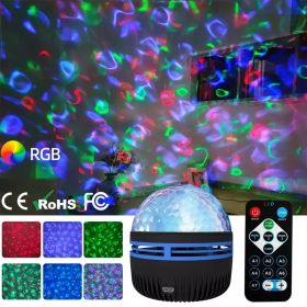 1pc Starry Projector Light With 7 Color Patterns & Remote Control; Multifunctional Polar Projector Night Light For Bedroom Atmosphere (Color: Water Ripple)