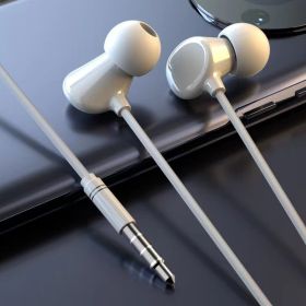 In-Ear Wired Headphones; 360 Degree Surround Sound With Adjusted Volume Control Compatible With 3.5mm Head Jack For Live Gaming Music (Color: White)