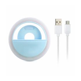 LED Smart Phone Camera Photo Beauty Light; Ring Light Clipped On The Phone; Three Files Lighting Adjustment. (Color: Blue 1pc)