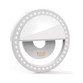 LED Smart Phone Camera Photo Beauty Light; Ring Light Clipped On The Phone; Three Files Lighting Adjustment. (Color: White 1pc)