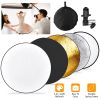 5 In 1 Photography Round Light Reflector Collapsible Multi Disc Light Diffuser w/ Storage Bag Translucent Silver Gold White Black 5 Colors Reflector D