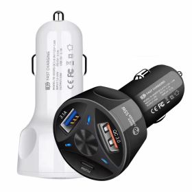 Car Charger with C type and USB (Color: White)