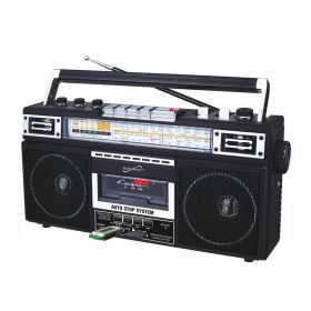 Supersonic 4 Band Radio & Cassette Player + Cassette To Mp3 Converter & Bluetooth (Color: Black)