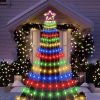 Christmas Hanging Waterfall String Light with Topper Star IP65 Waterproof Outdoor Plug In Fairy Waterfall Tree Light with 8 Lighting Modes Timer Memor