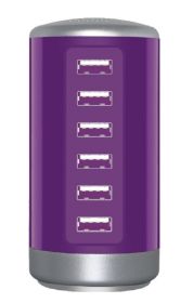 30W 6 Port USB Charging Station (Color: Purple)