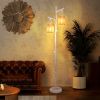 2 Light Tree Trunk Lamps with Wicker Shade